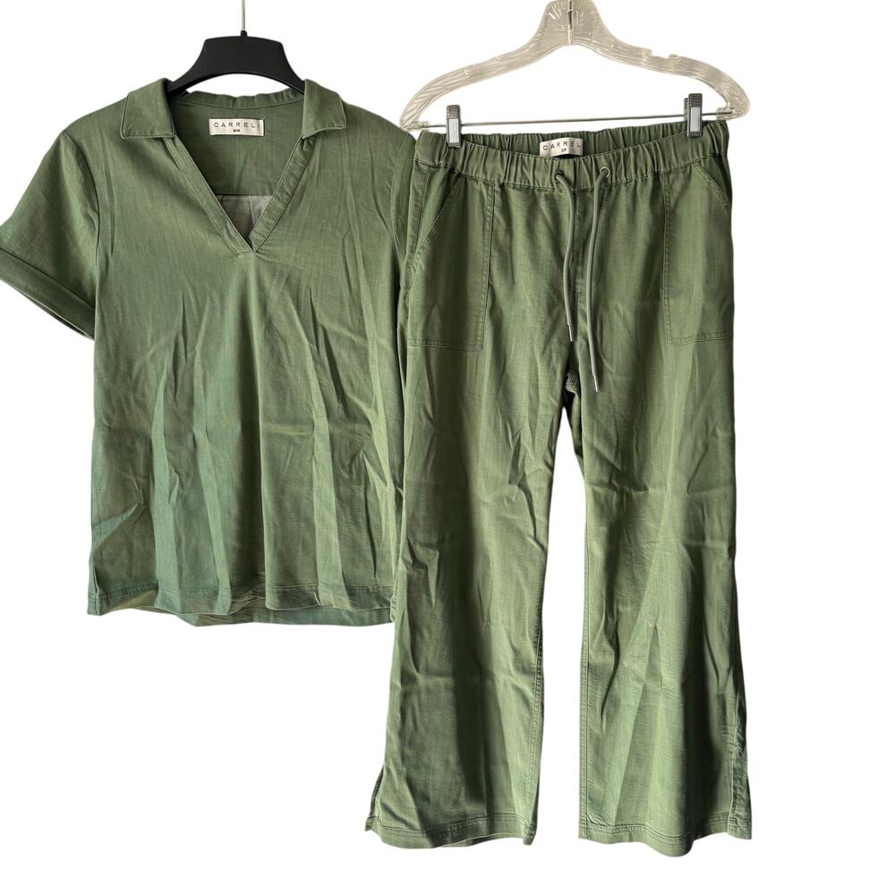 Carreli Green Top Bottoms Outfit Set Pants Small Top Medium Lagenlook Comfy